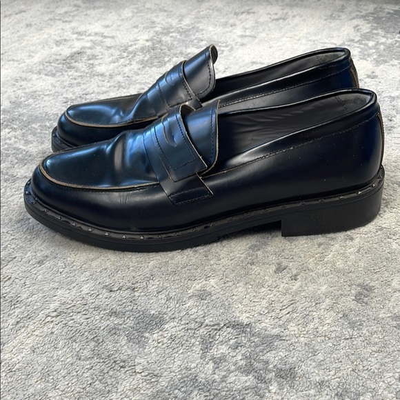 All Saints Dalias Leather Penny Loafers Studded Black Business Wedding Men Sz 13 - Picture 3 of 16